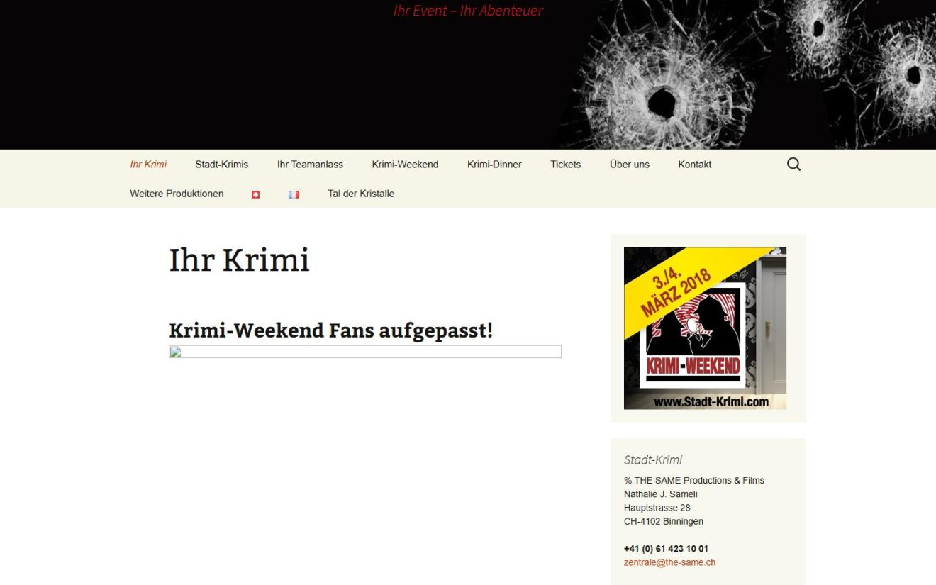 Startseite von Stadtkrimi im Oktober 2018